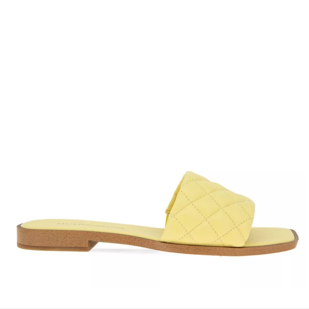 BCB Generation Pale Yellow Laila Slide Sandal With Diamond Quilted Strap NWT - Picture 4 of 12